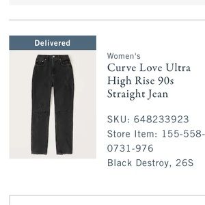 Abercrombie CURVE LOVE ultra high rise 90s jeans